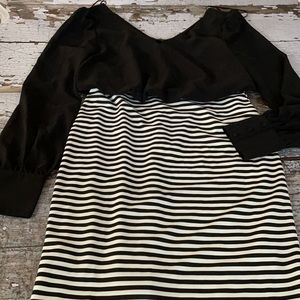 🟢 Double Zero B&W Long Sleeve, Elegant Dress. NWT
